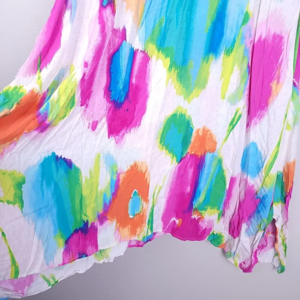 Natori Artsy Abstract Asymmetric Aurora Dress Size Medium